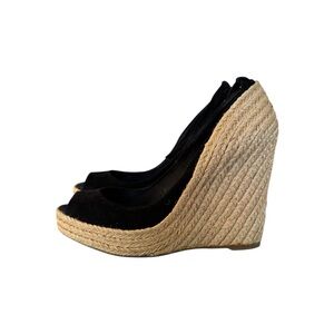 Elegant Black Wedge Espadrille Sandals